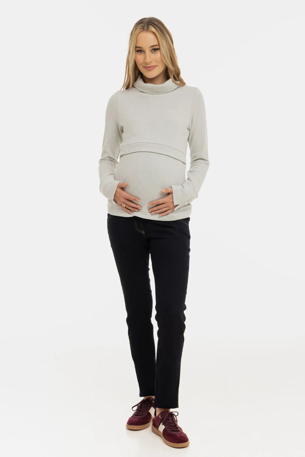 Bavlněný těhotenský a kojící rolákový svetr
