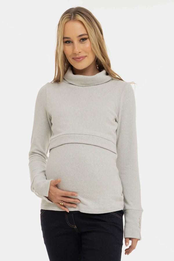Bavlněný těhotenský a kojící rolákový svetr