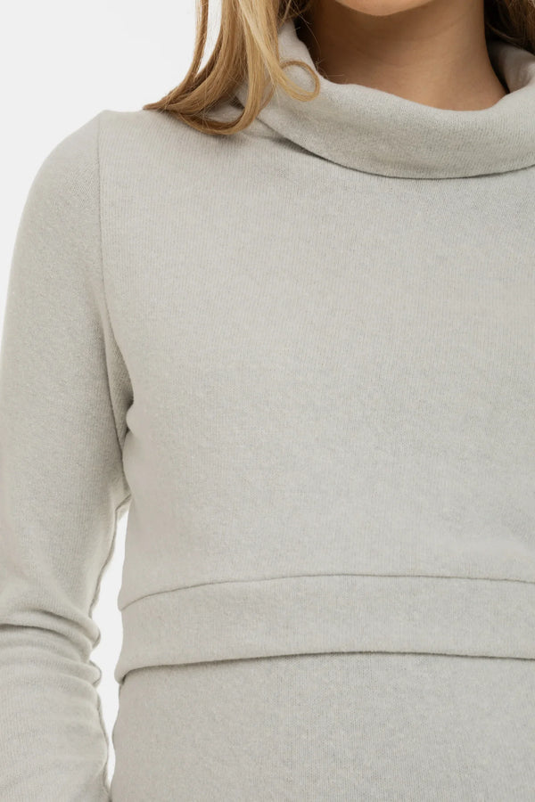 Bavlněný těhotenský a kojící rolákový svetr