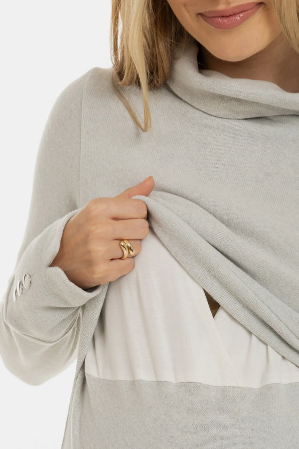 Bavlněný těhotenský a kojící rolákový svetr