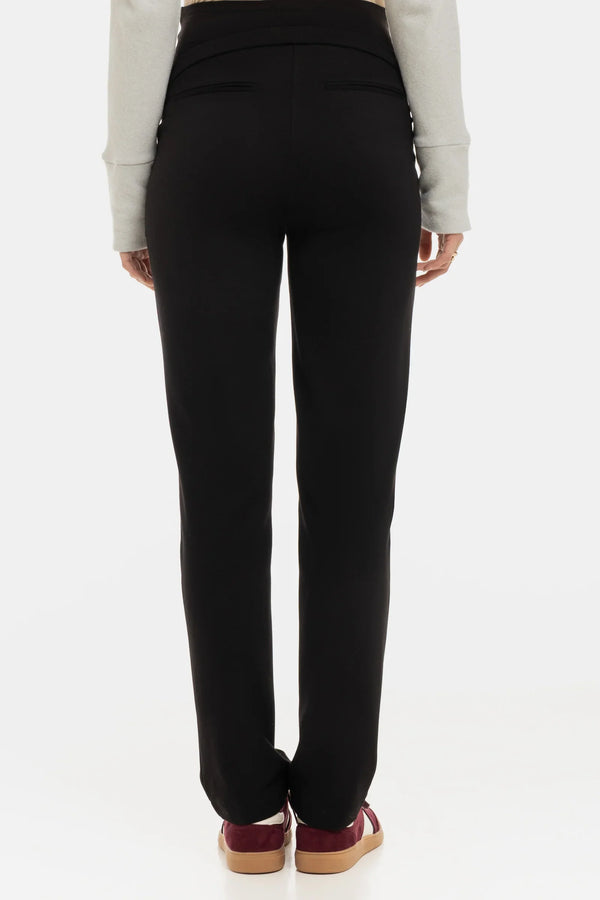 Elegantní těhotenské kalhoty z úpletu – černé