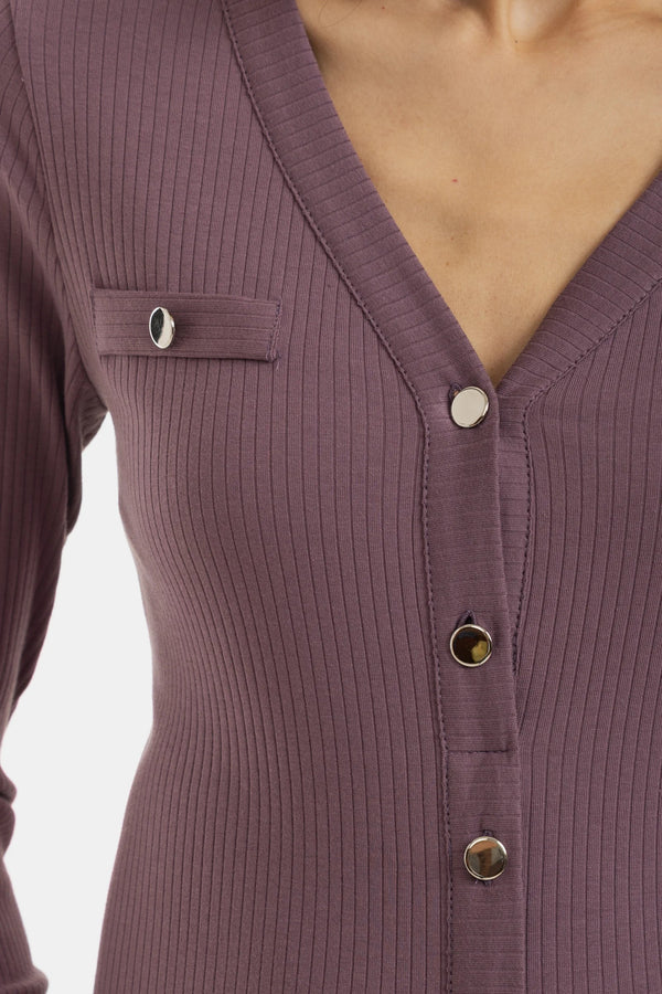 Bavlněné žebrované těhotenské a kojicí šaty – popel z růží