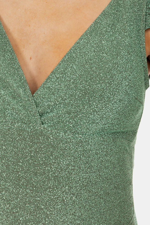 Třpytivé těhotenské a kojicí plavky s volánkovými rukávy