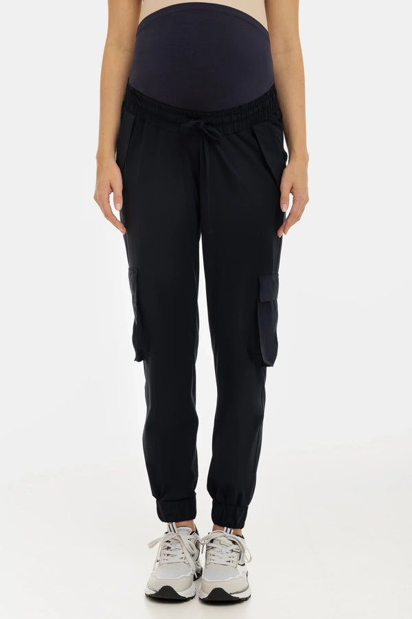 Těhotenské cargo kalhoty v tmavě modré