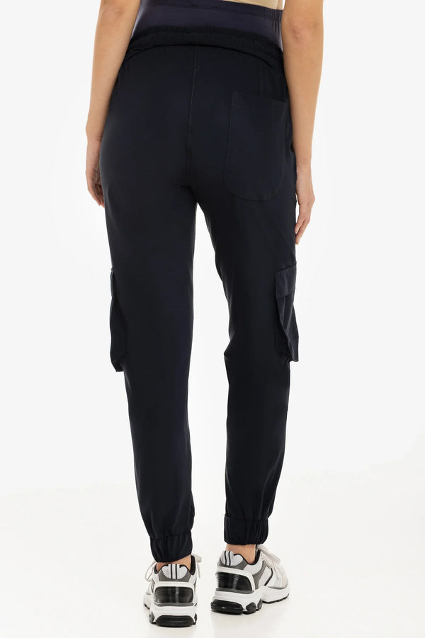 Těhotenské cargo kalhoty v tmavě modré