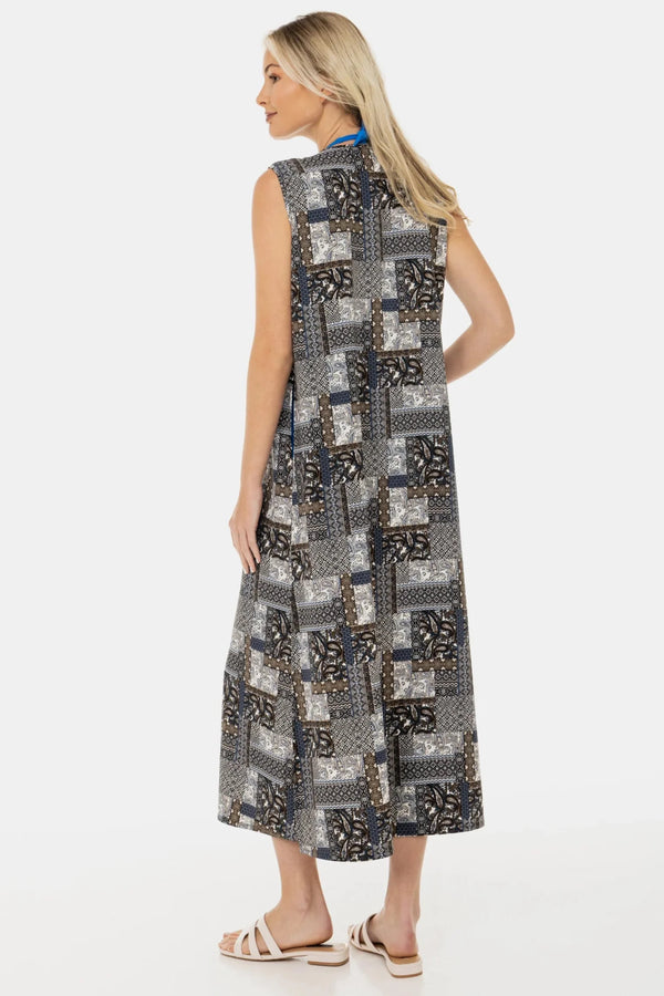 Plážový těhotenský kaftan s geometrickým vzorem