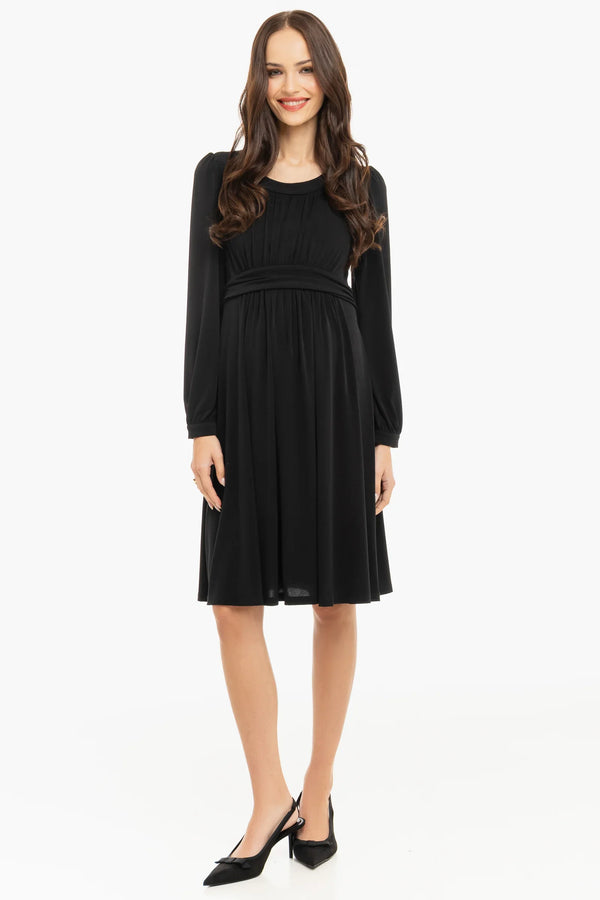 Elegantní těhotenské šaty s nabíráním - černé