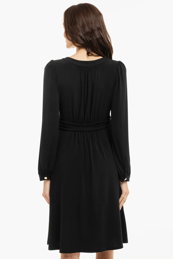 Elegantní těhotenské šaty s nabíráním - černé