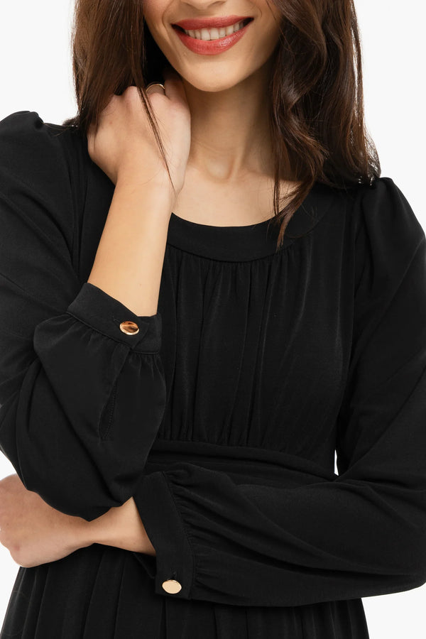 Elegantní těhotenské šaty s nabíráním - černé