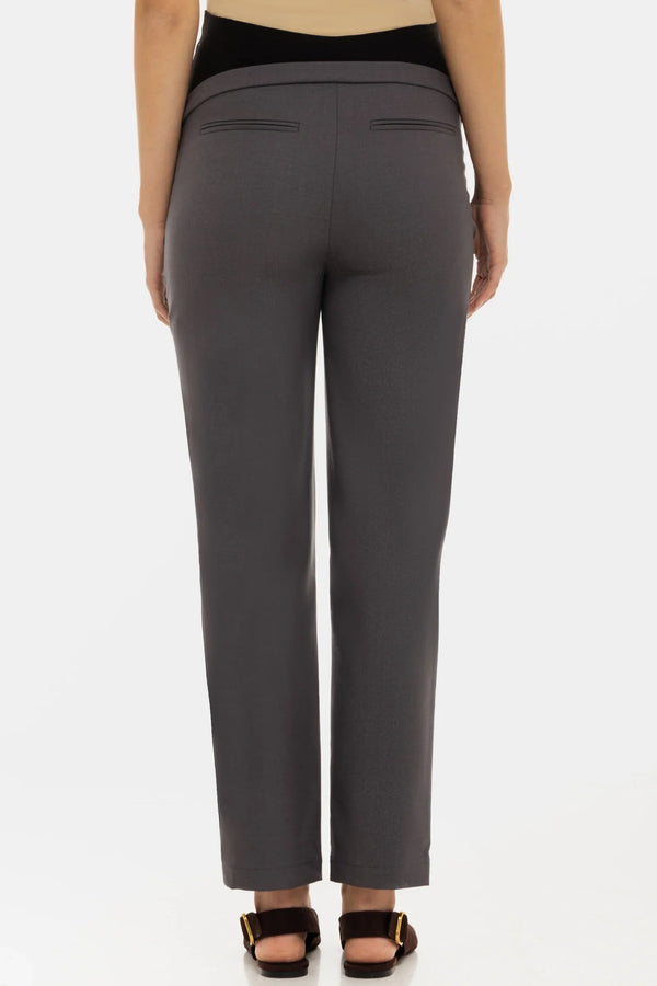 Těhotenské kancelářské kalhoty z vlněné směsi – grafitové