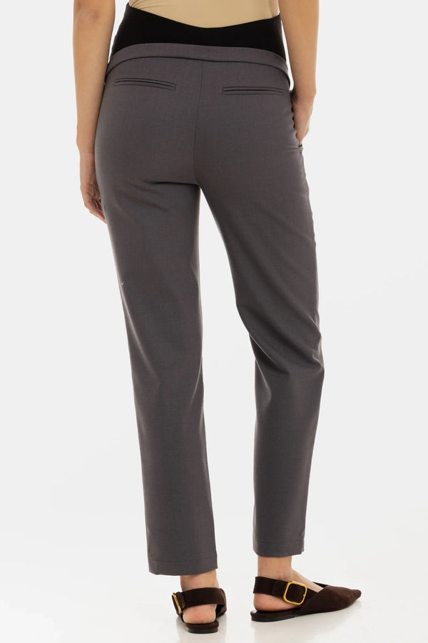 Těhotenské kancelářské kalhoty z vlněné směsi – grafitové