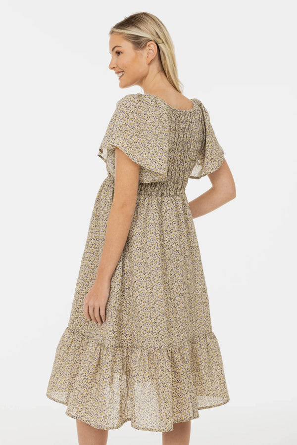 Bavlněné boho těhotenské šaty s krajkovým výstřihem