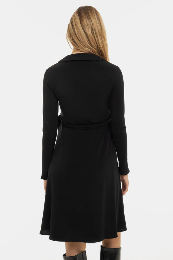 Vzdušné těhotenské a kojicí šaty s překříženým předním dílem – černé