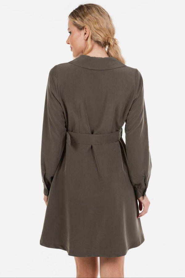 Těhotenské a kojicí šaty s límečkem – khaki