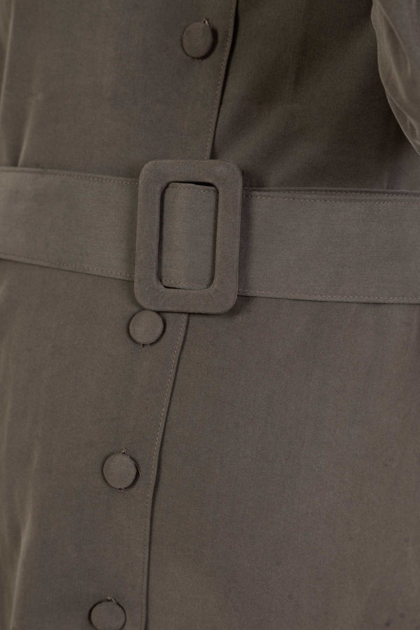 Těhotenské a kojicí šaty s límečkem – khaki