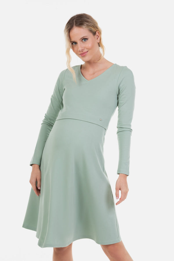 Elegantní těhotenské a kojící šaty  - mint