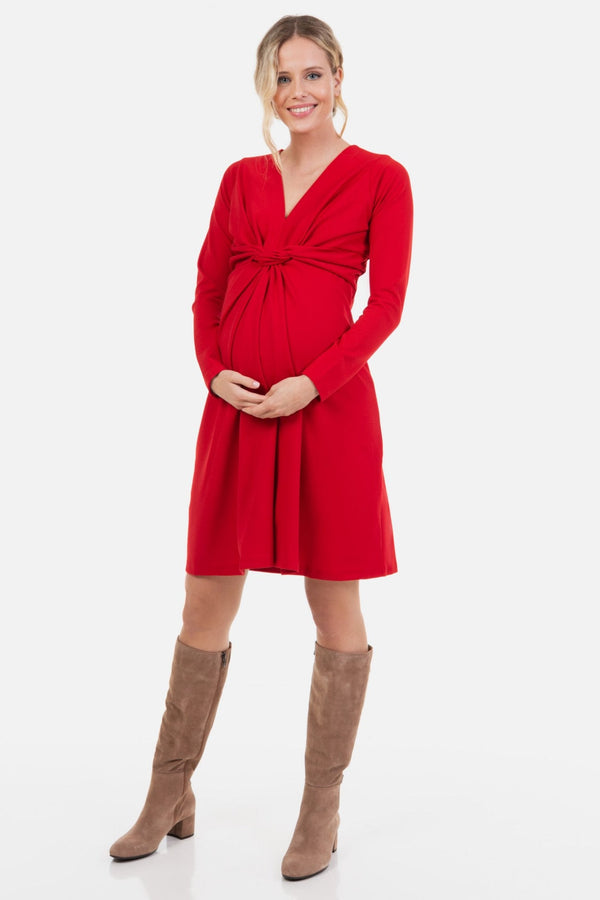 Elegantní těhotenské šaty s předním uzlem