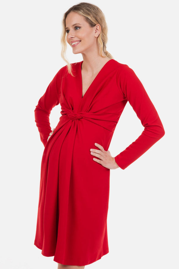 Elegantní těhotenské šaty s předním uzlem