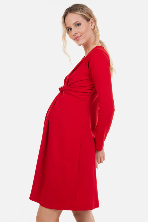 Elegantní těhotenské šaty s předním uzlem