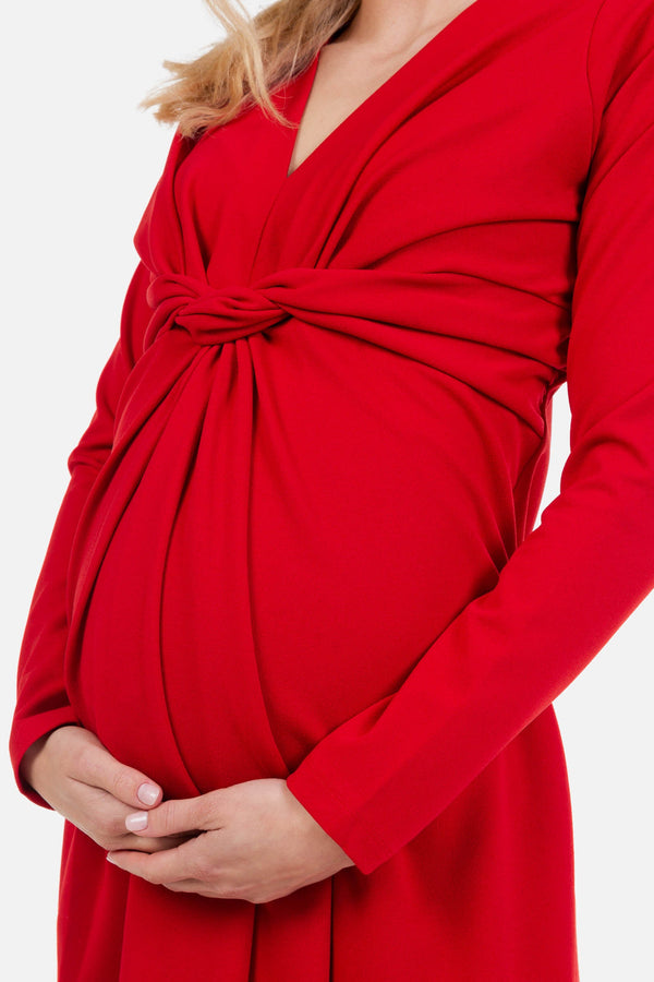 Elegantní těhotenské šaty s předním uzlem
