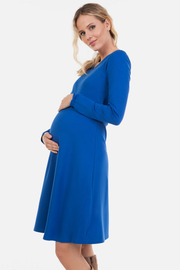 Elegantní těhotenské a kojící šaty - modré
