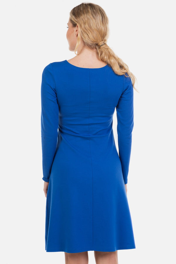 Elegantní těhotenské a kojící šaty - modré