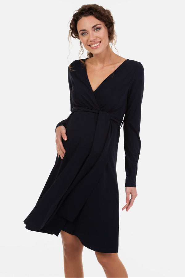 Áčkové těhotenské a kojící šaty - tmavě modré