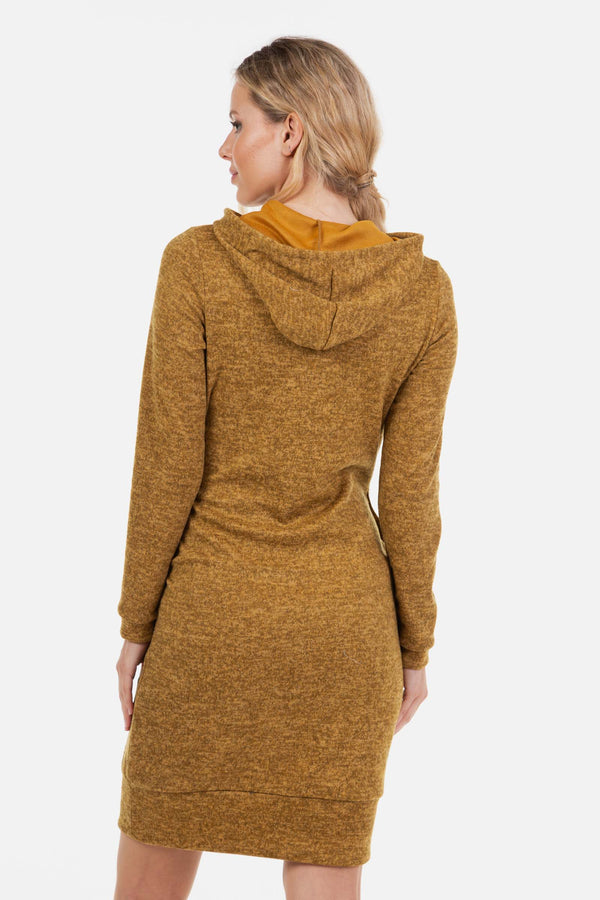 Mikinové těhotenské a kojící šaty - okrové