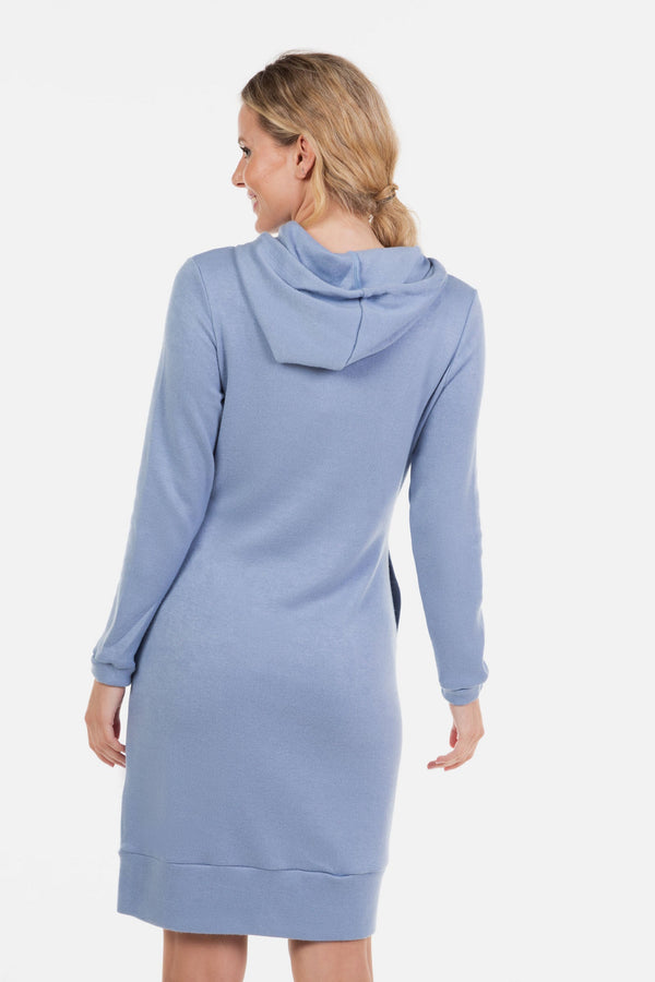 Mikinové těhotenské a kojící šaty - světle modré