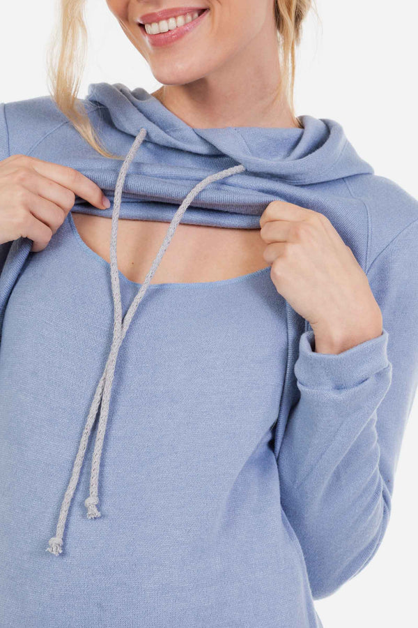 Mikinové těhotenské a kojící šaty - světle modré