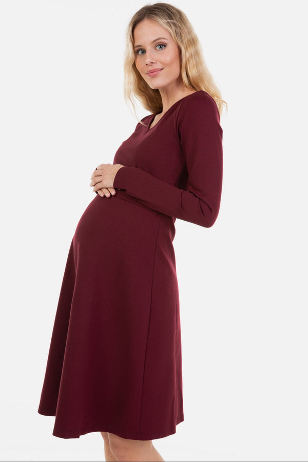 Elegantní těhotenské a kojící šaty - vínová