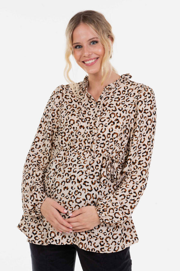 Těhotenská a kojicí košile s leopardím potiskem