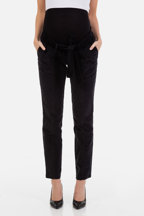 Manšestrové těhotenské kalhoty - tmavě šedé