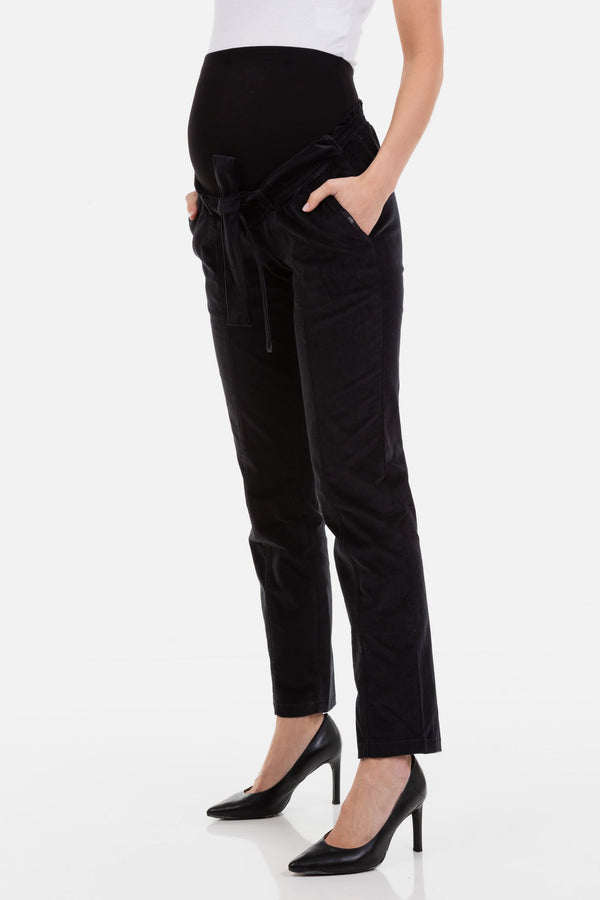 Manšestrové těhotenské kalhoty - tmavě šedé