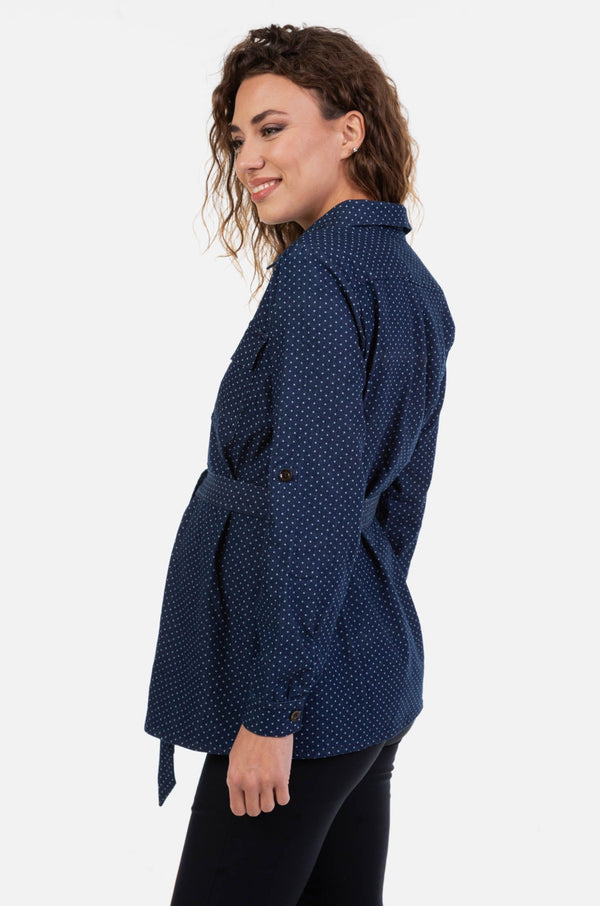 Džínová těhotenská a kojicí košile