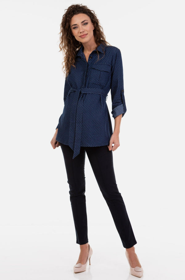 Džínová těhotenská a kojicí košile