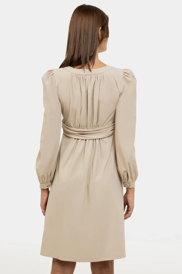 Těhotenské šaty s nabíráním - béžové