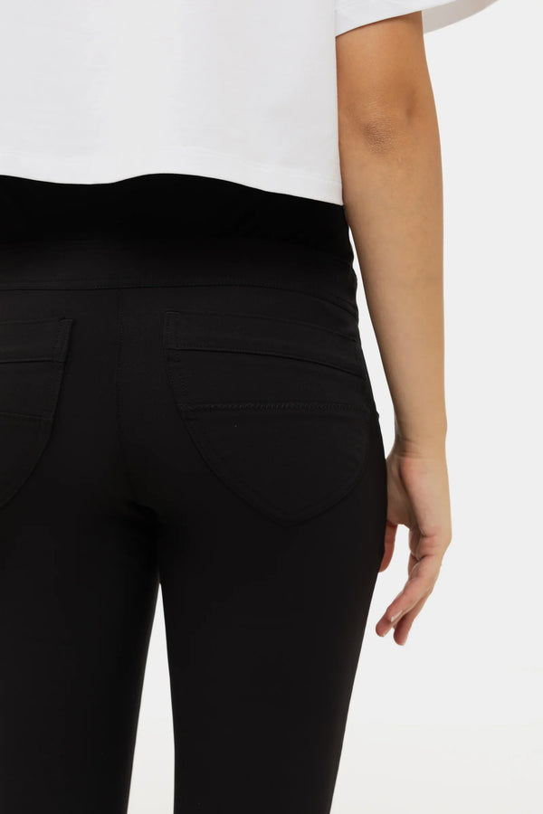 Vypasované elastické těhotenské kalhoty - černé