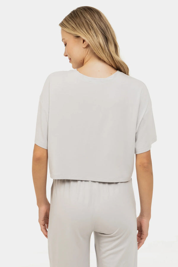 Měkký těhotenský crop top z modalu – světle šedý