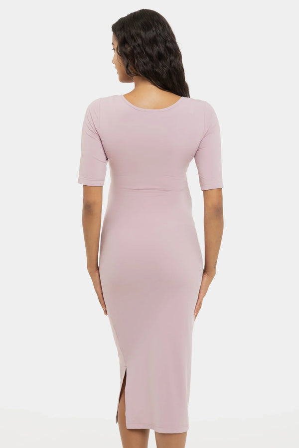 Dlouhé těhotenské a kojící šaty - popel z růží