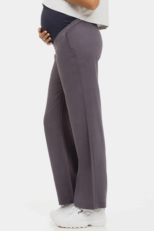 Těhotenské kalhoty s rozšířenými nohavicemi ze lněné směsi