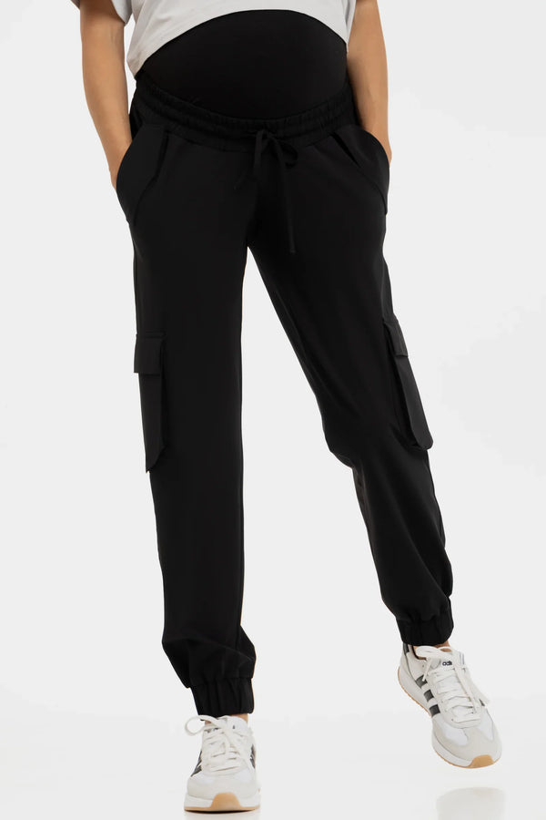 Těhotenské cargo kalhoty - černá
