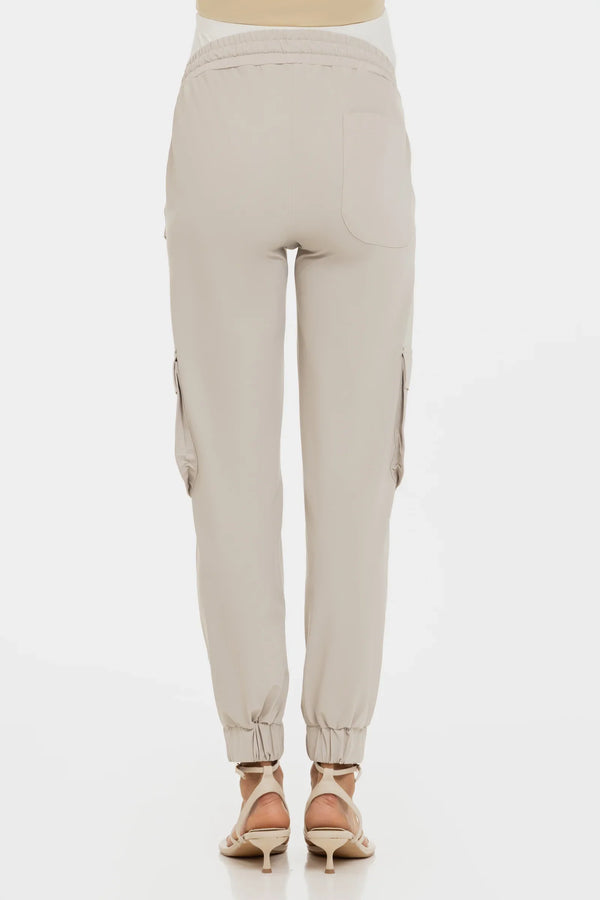 Béžové těhotenské cargo kalhoty