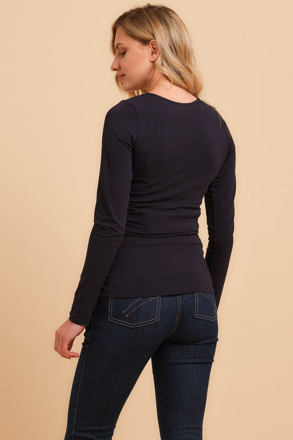 Bavlněné těhotenské a kojící triko - tmavě modrá
