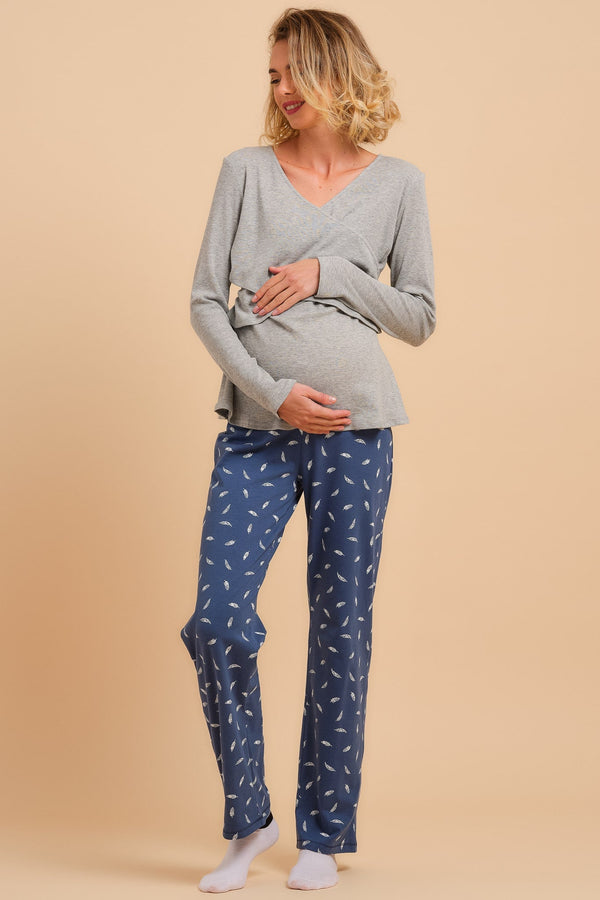 Bavlněné těhotenské a kojící pyžamo