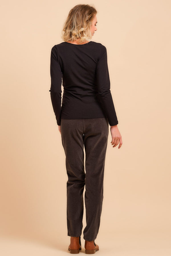 Manšestrové těhotenské kalhoty - khaki