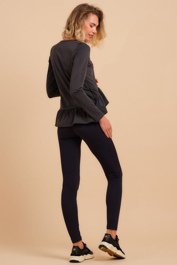 Těhotenské legíny z jemného kartáčovaného žerzeje - tmavě modrá