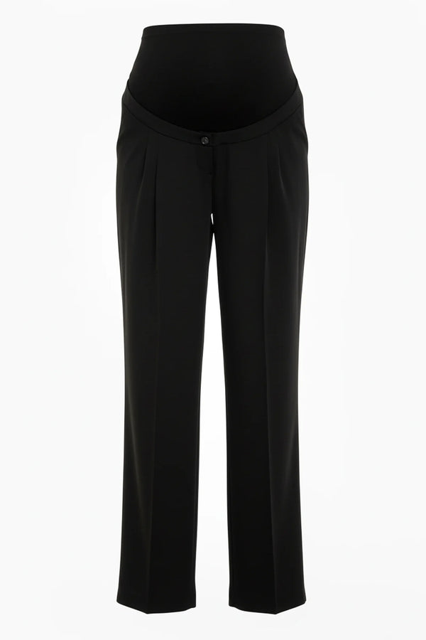 Těhotenské kalhoty se sklady z jemného žoržetu – černé