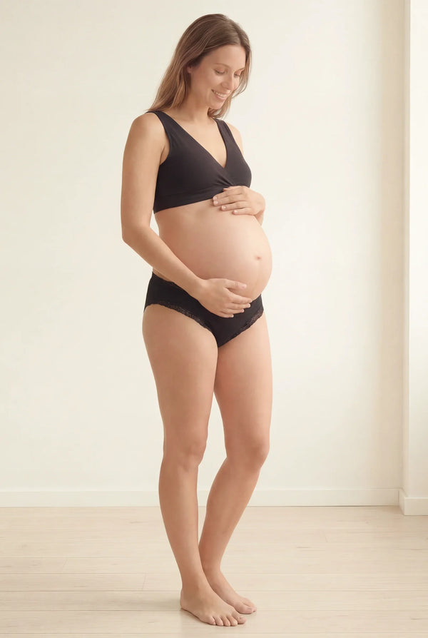 Bavlněné těhotenské bikiny s krajkou