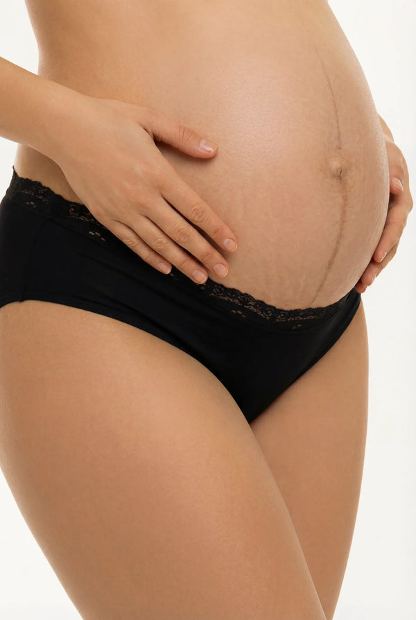 Bavlněné těhotenské bikiny s krajkou